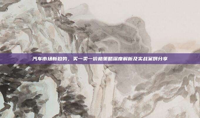 汽车市场新趋势，买一卖一价格策略深度解析及实战案例分享