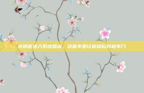 无钥匙进入系统盘点，这些车型让你轻松开启车门