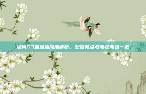 瑞风S3自动挡深度解析，配置亮点与驾驶体验一览
