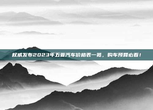 权威发布2023年五菱汽车价格表一览，购车预算必看！