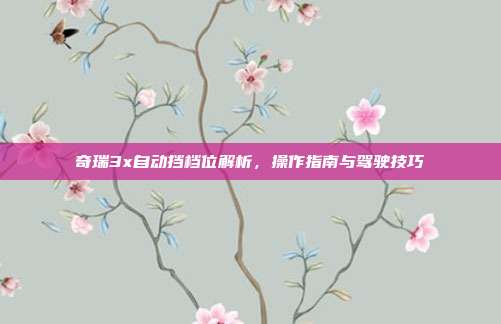 奇瑞3x自动挡档位解析，操作指南与驾驶技巧