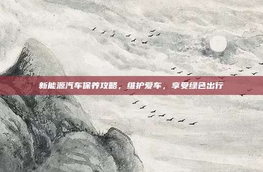 新能源汽车保养攻略，维护爱车，享受绿色出行