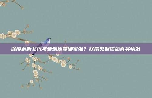 深度解析北汽与奇瑞质量哪家强？权威数据揭秘真实情况
