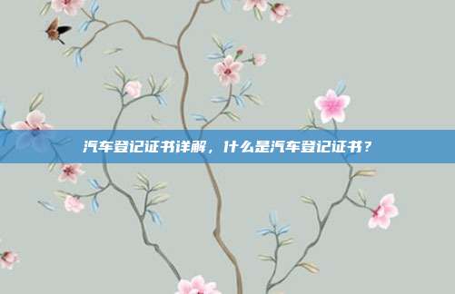 汽车登记证书详解，什么是汽车登记证书？