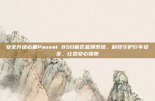 安全升级必备Passat BSD盲区监测系统，科技守护行车安全，让您安心驾驶