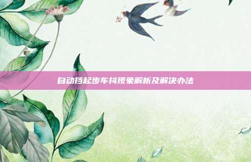 自动挡起步车抖现象解析及解决办法