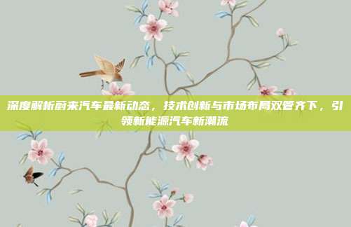 深度解析蔚来汽车最新动态，技术创新与市场布局双管齐下，引领新能源汽车新潮流