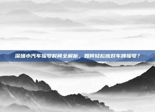 深圳小汽车摇号时间全解析，如何轻松应对车牌摇号？