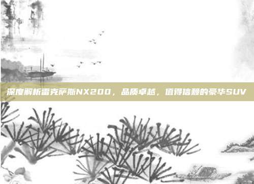 深度解析雷克萨斯NX200，品质卓越，值得信赖的豪华SUV