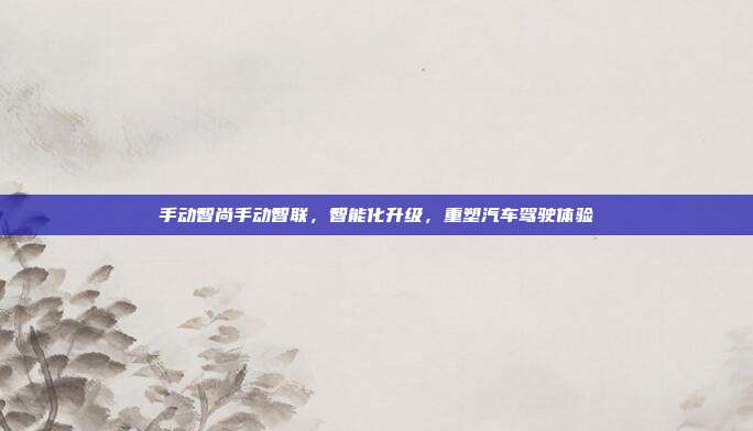 手动智尚手动智联，智能化升级，重塑汽车驾驶体验