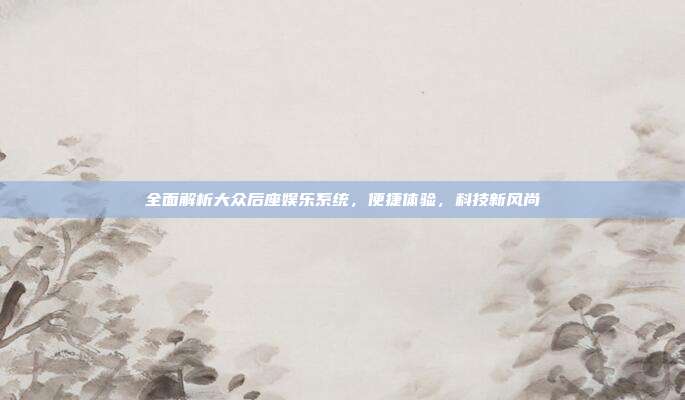 全面解析大众后座娱乐系统，便捷体验，科技新风尚