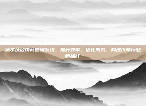 沃尔沃经销商管理系统，提升效率，优化服务，构建汽车行业新标杆