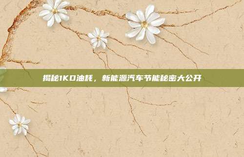 揭秘1KD油耗，新能源汽车节能秘密大公开