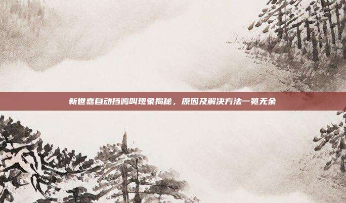 新世嘉自动挡鸣叫现象揭秘，原因及解决方法一览无余