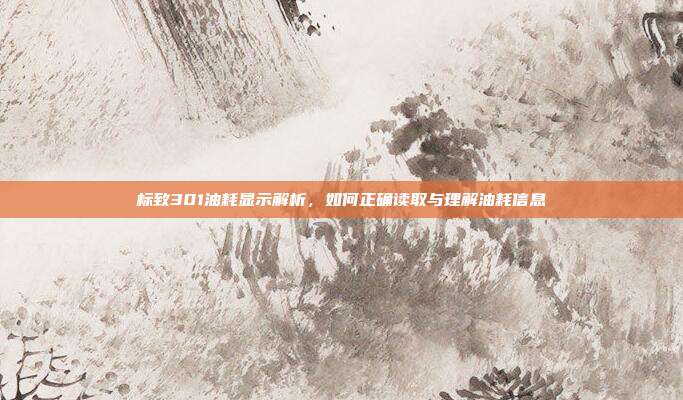 标致301油耗显示解析，如何正确读取与理解油耗信息