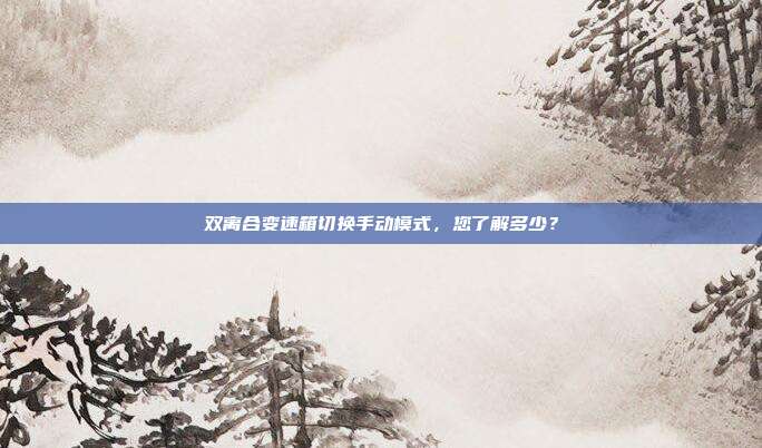 双离合变速箱切换手动模式，您了解多少？