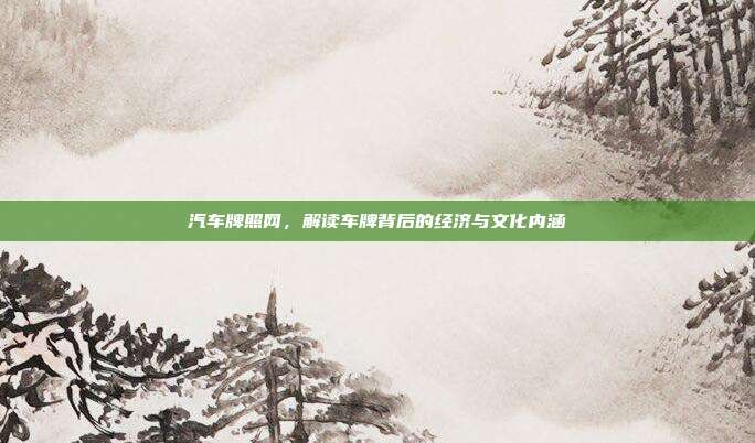 汽车牌照网，解读车牌背后的经济与文化内涵