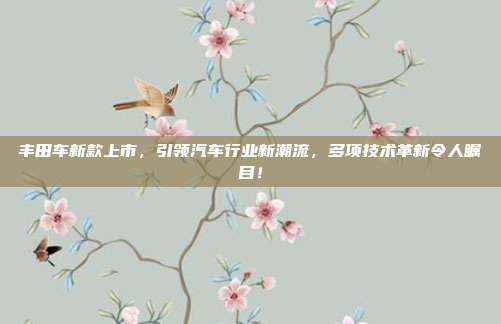 丰田车新款上市，引领汽车行业新潮流，多项技术革新令人瞩目！