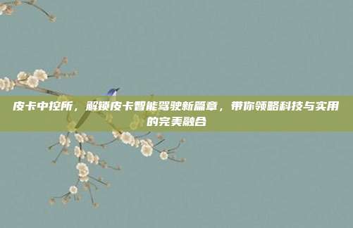 皮卡中控所，解锁皮卡智能驾驶新篇章，带你领略科技与实用的完美融合
