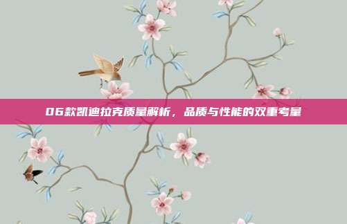 06款凯迪拉克质量解析，品质与性能的双重考量