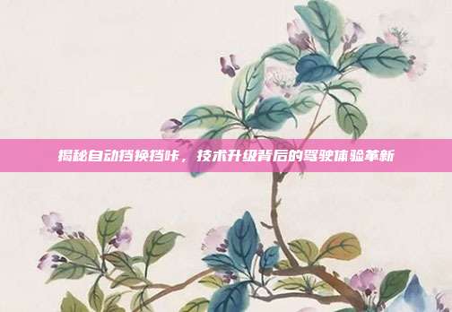 揭秘自动挡换挡咔，技术升级背后的驾驶体验革新