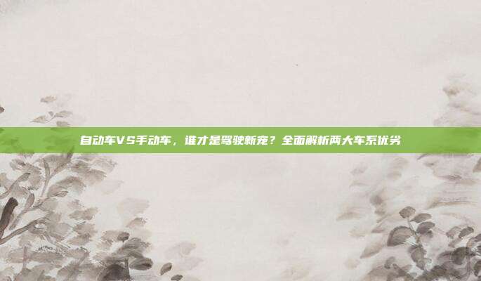 自动车VS手动车，谁才是驾驶新宠？全面解析两大车系优劣