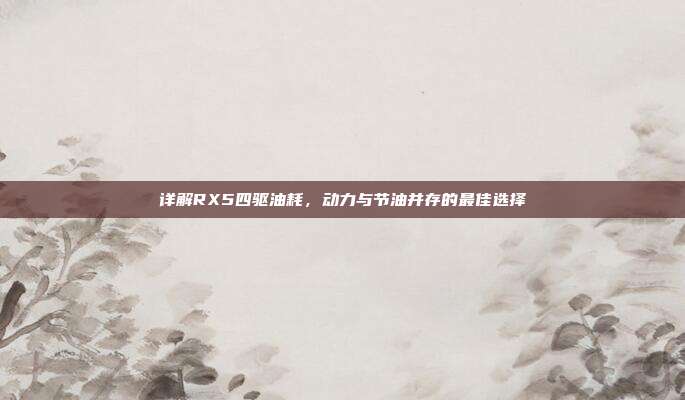 详解RX5四驱油耗，动力与节油并存的最佳选择