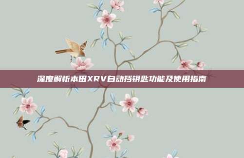 深度解析本田XRV自动挡钥匙功能及使用指南