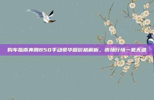 购车指南奔腾B50手动豪华版价格解析，市场行情一览无遗