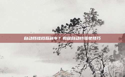 自动挡挂档踩刹车？揭秘自动挡驾驶技巧
