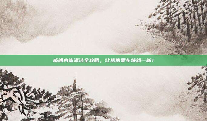 威朗内饰清洁全攻略，让您的爱车焕然一新！