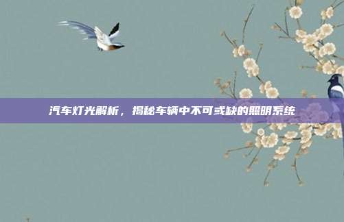 汽车灯光解析，揭秘车辆中不可或缺的照明系统
