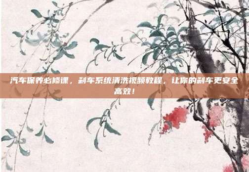 汽车保养必修课，刹车系统清洗视频教程，让你的刹车更安全高效！