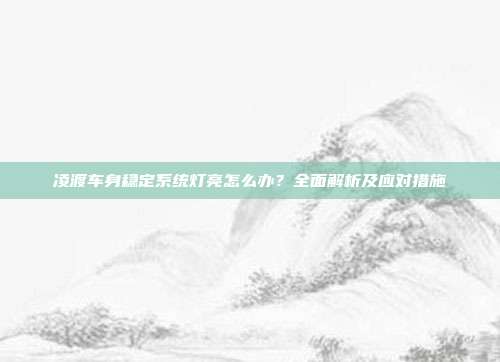 凌渡车身稳定系统灯亮怎么办？全面解析及应对措施