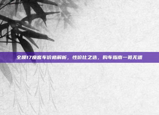 全顺17座客车价格解析，性价比之选，购车指南一览无遗