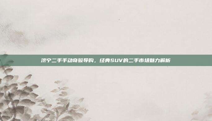 济宁二手手动奇骏导购，经典SUV的二手市场魅力解析