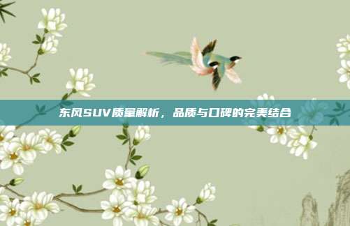 东风SUV质量解析，品质与口碑的完美结合