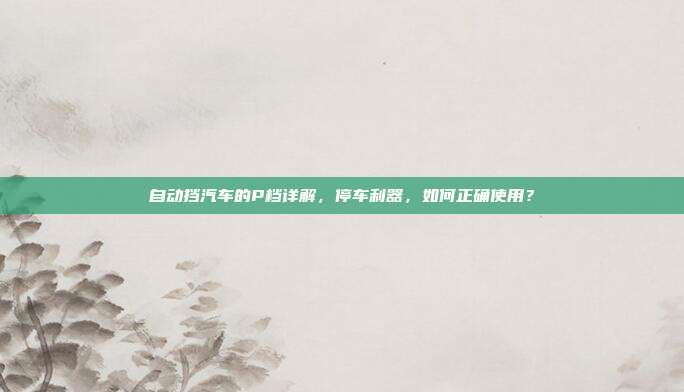 自动挡汽车的P档详解，停车利器，如何正确使用？