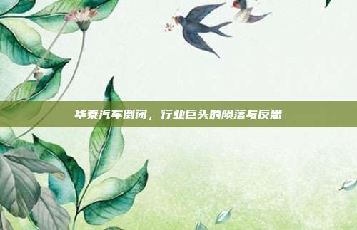 华泰汽车倒闭，行业巨头的陨落与反思