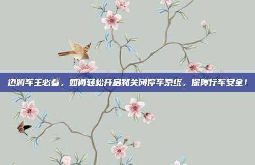 迈腾车主必看，如何轻松开启和关闭停车系统，保障行车安全！