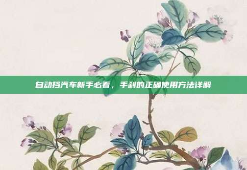自动挡汽车新手必看，手刹的正确使用方法详解
