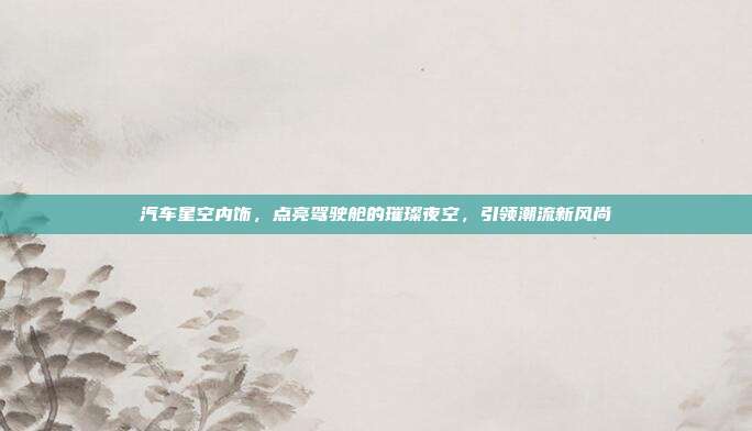 汽车星空内饰，点亮驾驶舱的璀璨夜空，引领潮流新风尚