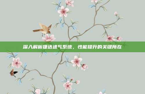深入解析捷达进气系统，性能提升的关键所在