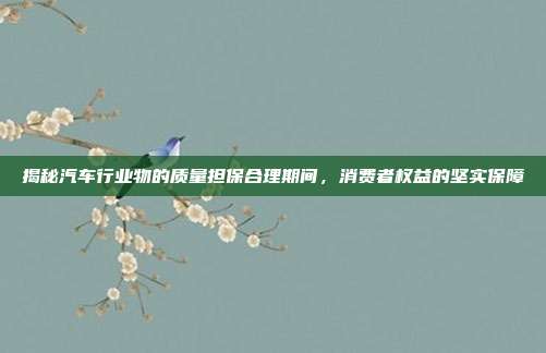揭秘汽车行业物的质量担保合理期间，消费者权益的坚实保障