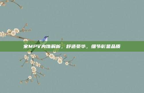 宋MPV内饰解析，舒适豪华，细节彰显品质