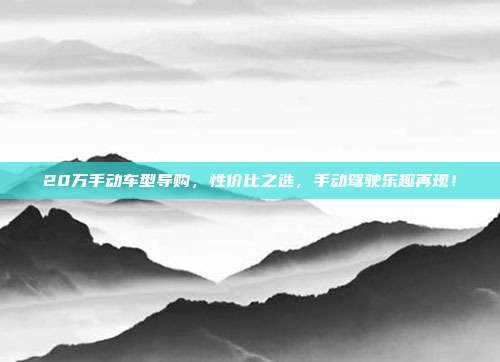 20万手动车型导购，性价比之选，手动驾驶乐趣再现！