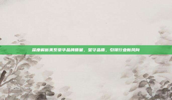 深度解析美系豪华品牌质量，坚守品质，引领行业新风向
