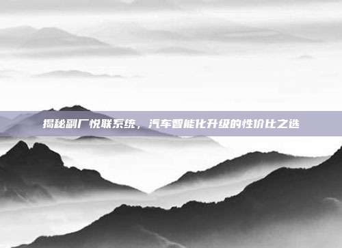 揭秘副厂悦联系统，汽车智能化升级的性价比之选