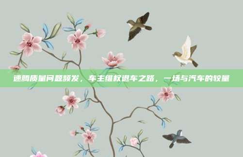 速腾质量问题频发，车主维权退车之路，一场与汽车的较量