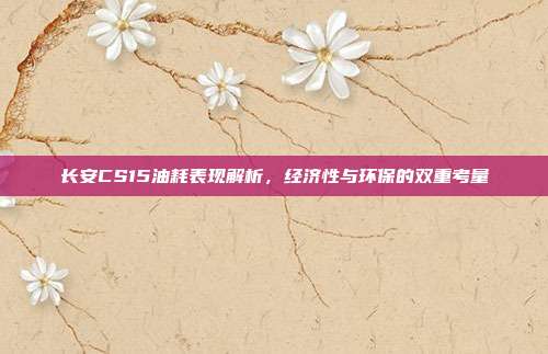 长安CS15油耗表现解析，经济性与环保的双重考量